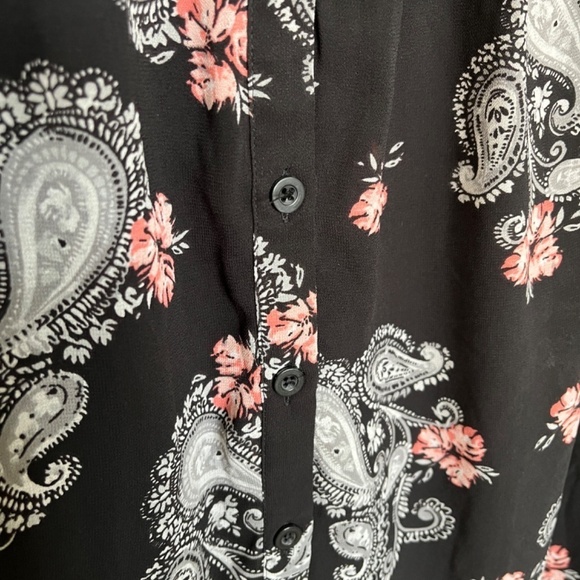 Torrid Black and Pink Paisley Shirt Dress - Picture 3 of 5
